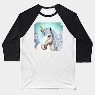 Majestic Snow Unicorn Pastel Winter Baseball T-Shirt